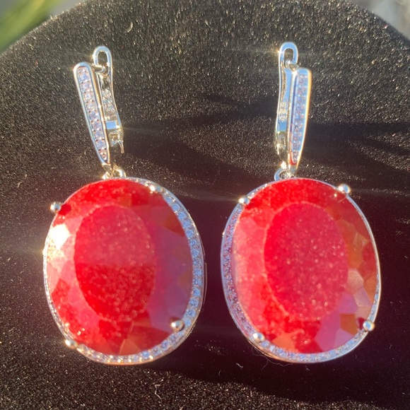 🔥🔥MASSIVE NEW GENUINE RUBY EARRING SET🔥🔥 - Picture 3 of 5